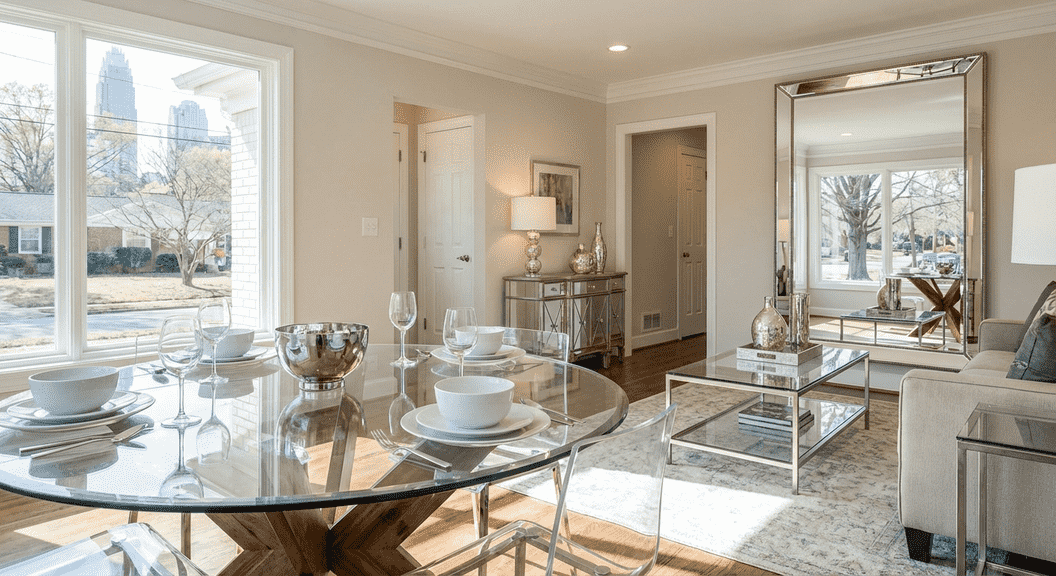 Table top glass and mirrors transforming interior spaces with light and elegance